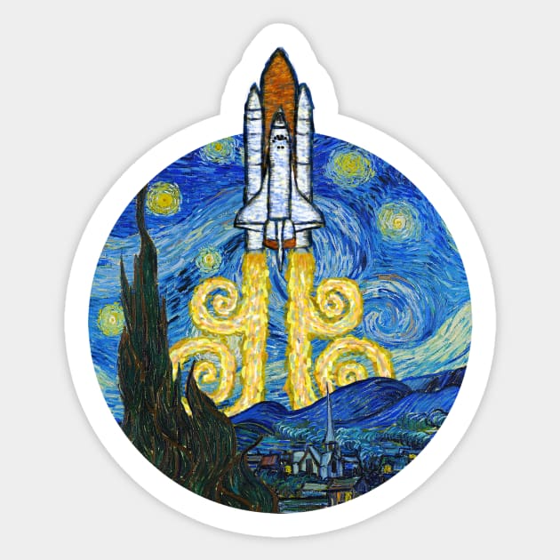 Starry Space Shuttle Sticker by Bomdesignz